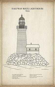 JESP Art and Decor - Halfway Rock Lighthouse - Maine - blueprint drawing JESP Art and Decor - Halfway Rock Lighthouse - Maine - blueprint drawing