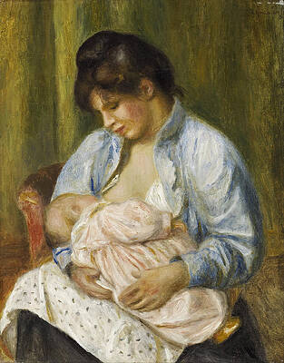  A Woman Nursing a Child Print by Pierre-Auguste Renoir