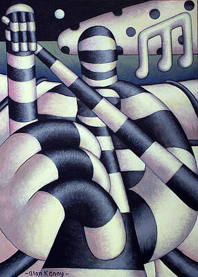 Wall Art - Painting -  Black and White Fiddle Player by Alan Kenny