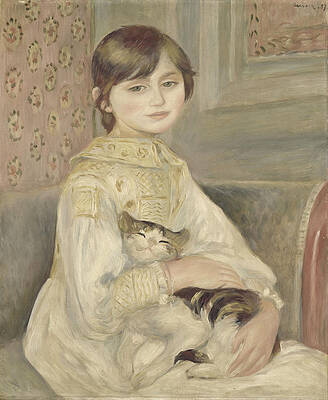  Child with cat. Julie Manet Print by Pierre-Auguste Renoir