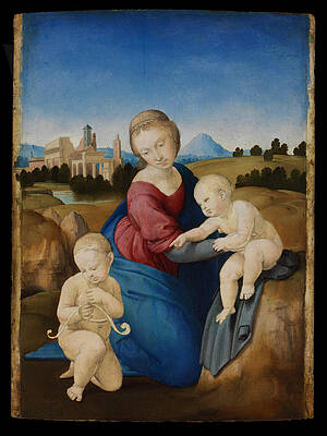  Madonna and Child with the Infant Saint John Print by Raphael