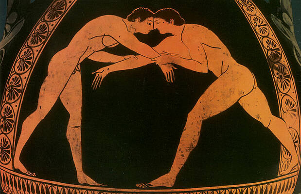 Wall Art - Photograph -  Olympic Games, Wrestling, Red-figure by Science Source