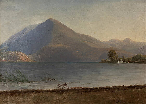  On the Hudson Print by Albert Bierstadt