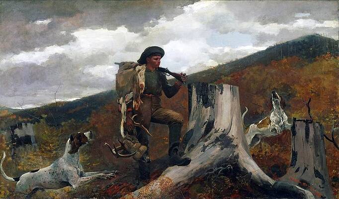 A Huntsman and Dogs Print by Winslow Homer