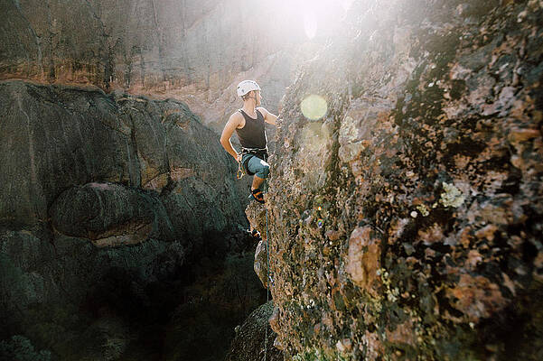 Wall Art - Photograph - A Man Rock Climbing In Pinnacles #1 by Ryan Tuttle