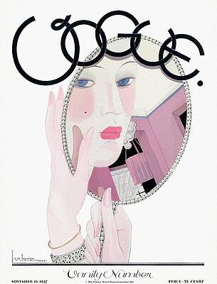 Vogue Cover Featuring A Woman Reading A Book by Georges Lepape
