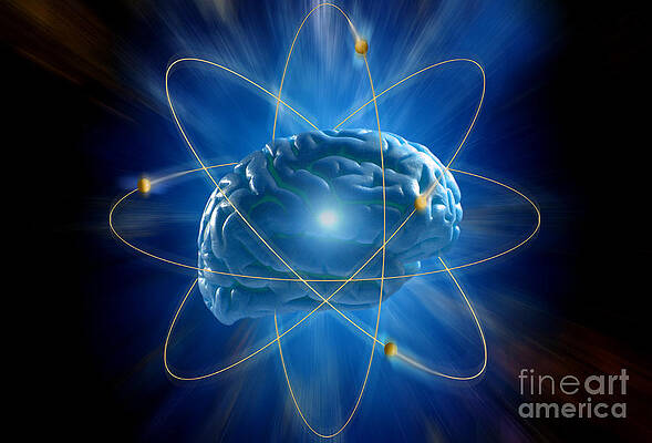 Wall Art - Photograph - Atom Brain Graphic #1 by Mike Agliolo