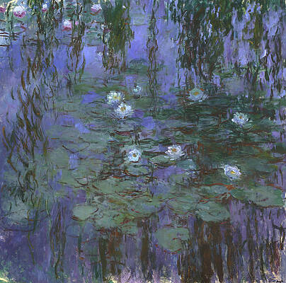 Blue Water Lilies Print by Claude Monet