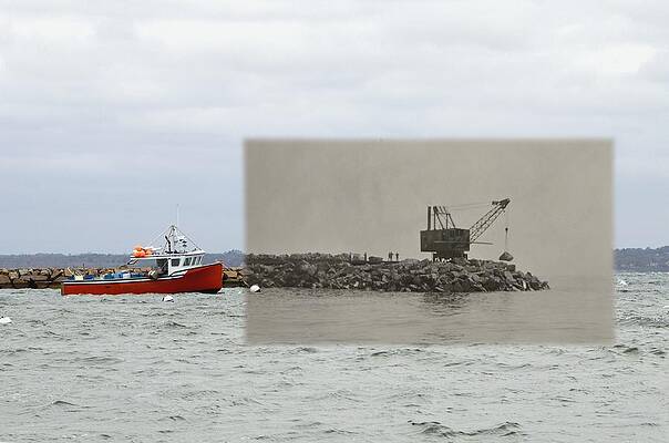 Breakwater Construction at Sakonnet Point in Little Compton RI by Jeff Hayden