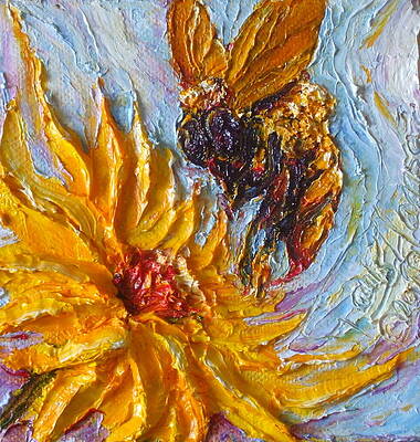 Wall Art - Painting - Bumble Bee and Yellow Flower by Paris Wyatt Llanso