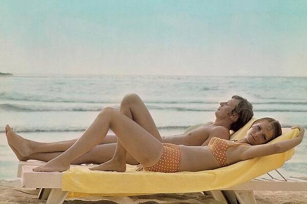 Wall Art - Photograph - Cheryl Tiegs Modeling A Bikini At A Beach #1 by William Connors