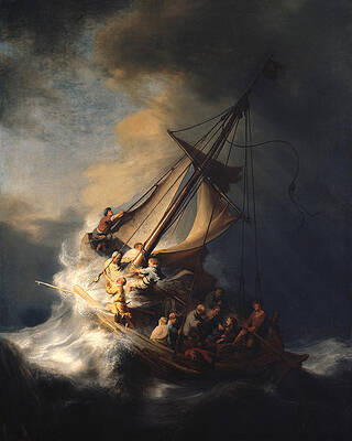 Wall Art - Painting - Christ In The Storm On The Sea Of Galilee by Celestial Images
