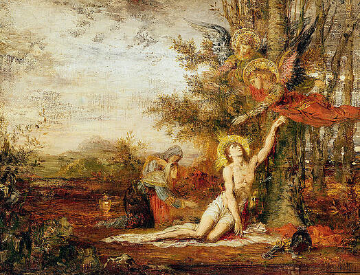 Christ with Angels Print by Gustave Moreau