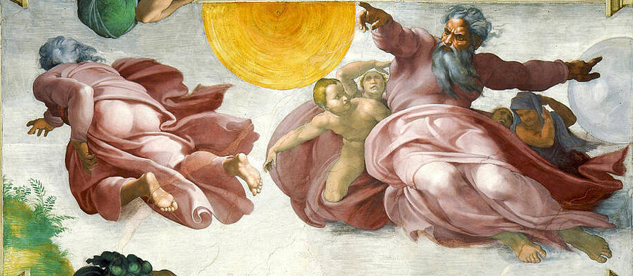 Creation of Sun Moon and Planets Within the Sistine Chapel Ceiling Print by Michelangelo di Lodovico Buonarroti Simoni