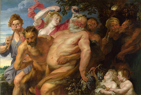 Drunken Silenus supported by Satyrs Print by Anthony van Dyck
