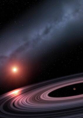 Wall Art - Photograph - Exoring J1407b - Moons In Creation #1 by Science Photo Library