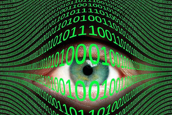 Wall Art - Photograph - Eye And Binary Code #1 by Science Photo Library