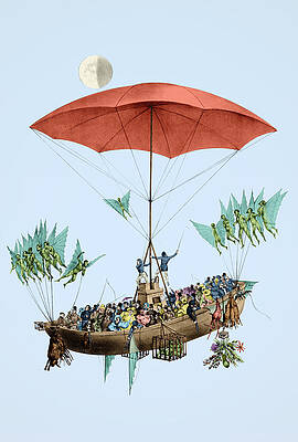 Wall Art - Photograph - Flying Machine Returning From Moon, 1836 #1 by Science Source