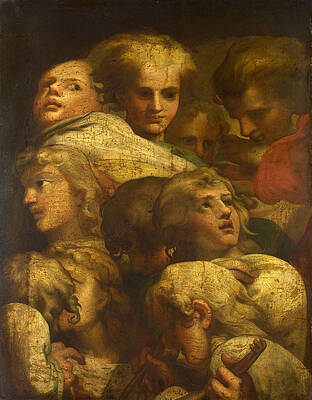 Group of Heads Print by After Correggio