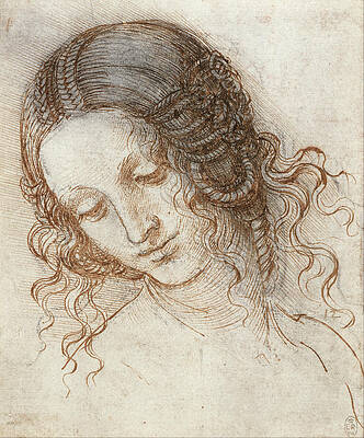 Head of Leda Print by Leonardo Da Vinci