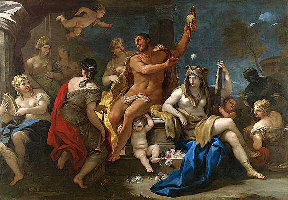 Hercules And Omphale Print by Luca Giordano