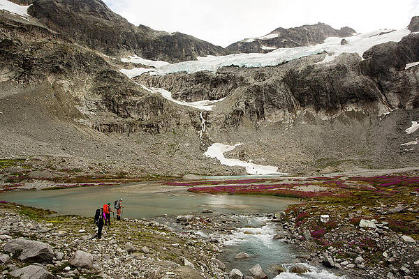 Wall Art - Photograph - Hikers In A Valley In Washingtons North #1 by Michael Hanson