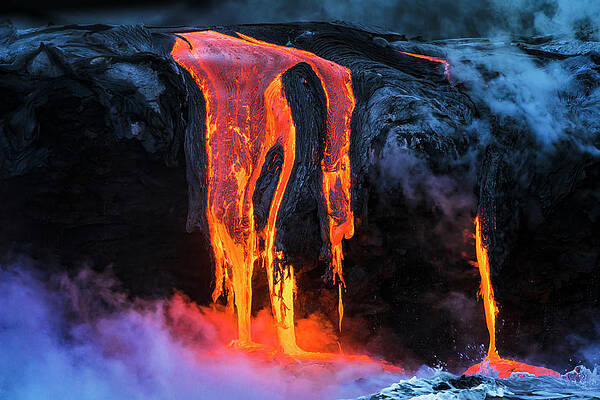 Wall Art - Photograph - Lava Flow Entering The Ocean At Dawn #1 by Russ Bishop