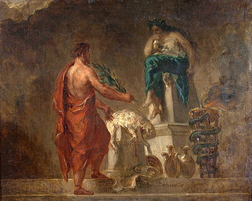 Lycurgus Consulting the Pythia Print by Eugene Delacroix