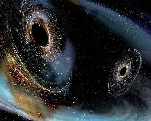 Wall Art - Photograph - Merging Black Holes #1 by Science Photo Library
