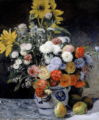Mixed Flowers in an Earthenware Pot Print by Pierre-Auguste Renoir