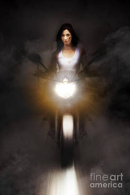 Wall Art featuring the photograph Motorcyclist Riding Bike At Fast Pace by Jorgo Photography