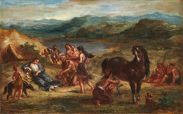 Ovid among the Scythians Print by Eugene Delacroix