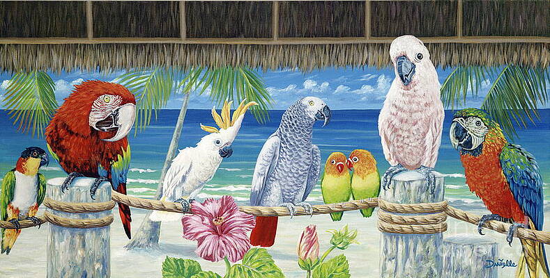 Wall Art - Painting - Parrots in Paradise by Danielle Perry