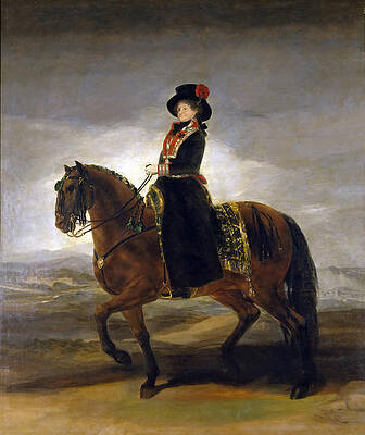 Queen Maria Luisa on Horseback Print by Francisco Goya
