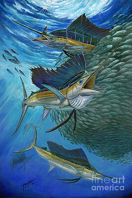 Sailfish With A Ball Of Bait by Terry Fox Sailfish With A Ball Of Bait by Terry Fox