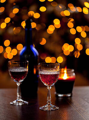 Wall Art - Photograph - Sherry glasses in front of xmas tree #1 by Steven Heap