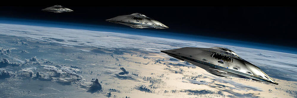 Wall Art - Photograph - Spaceships In Orbit Over Earth #1 by Marc Ward