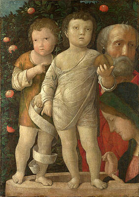 The Holy Family with Saint John Print by Andrea Mantegna