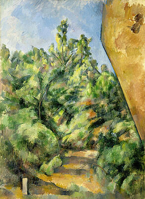 The Red Rock Print by Paul Cezanne