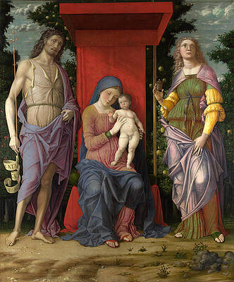 The Virgin and Child with Saints Print by Andrea Mantegna