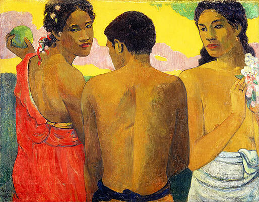 Three Tahitians Print by Paul Gauguin