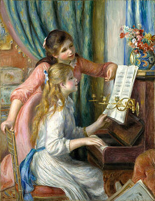 Two Young Girls at the Piano Print by Pierre-Auguste Renoir