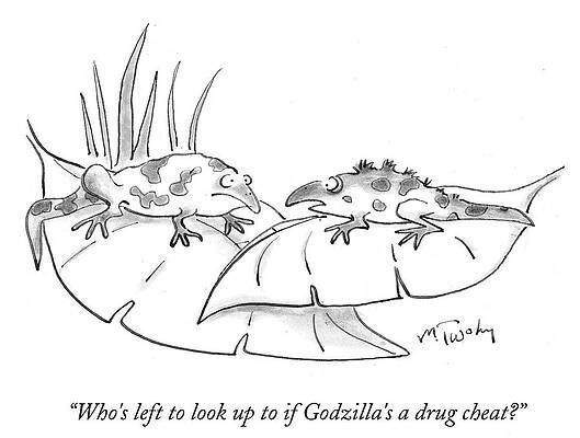 Who's Left To Look Up To If Godzilla's A Drug Print by Mike Twohy