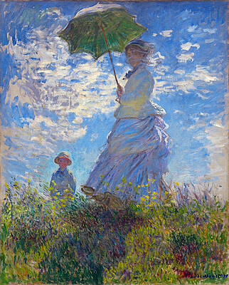Woman with a Parasol Madame Monet and Her Son Print by Claude Monet