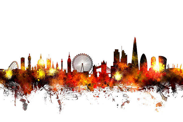 Wall Art - Digital Art - London England Skyline #13 by Michael Tompsett