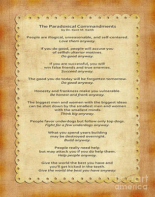 Wall Art - Photograph - 159- The Paradoxical Commandments by Joseph Keane