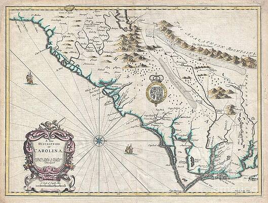 Wall Art - Photograph - 1676 John Speed Map of Carolina by Paul Fearn