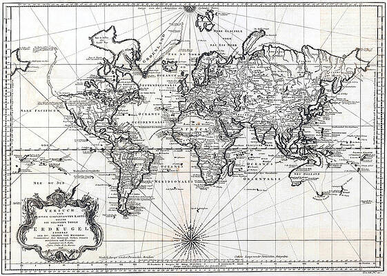 1748 Antique World Map Versuch von einer Kurzgefassten Karte by Karon Melillo DeVega 1748 Antique World Map Versuch von einer Kurzgefassten Karte by Karon Melillo DeVega