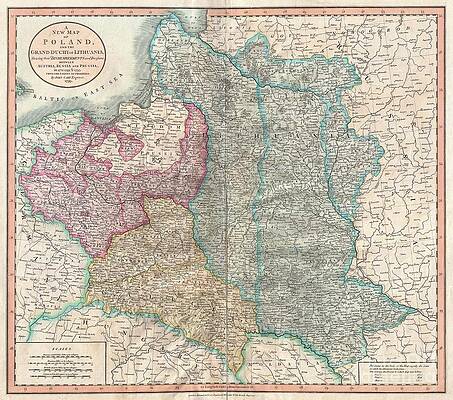 Wall Art - Photograph - 1799 Cary Map of Poland Prussia and Lithuania  by Paul Fearn