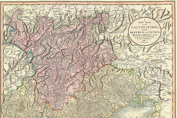Wall Art - Photograph - 1799 Cary Map of Tyrol by Paul Fearn